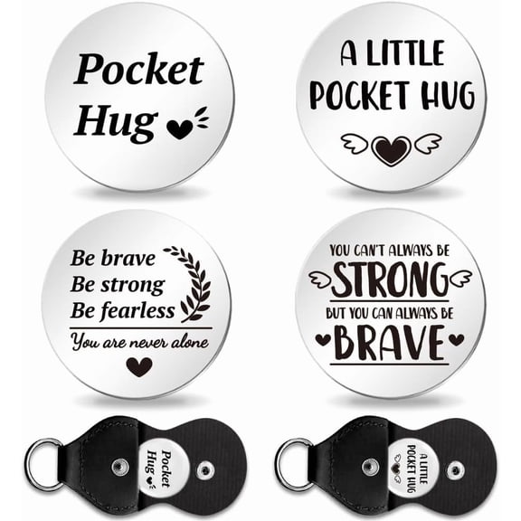 1Sets 2Pcs Pocket Hug Token Gift Inspirational Long Distance Relationship Gift Pocket Hug Token Coins Keepsake Double Sided Engraved with Keychains for Lover Anniversary Birthday Graduation