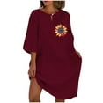 thumbnail image 1 of Vestido de Verano para Mujeres Color Sólido Imitación de Lino Cuello Redondo, Manga Corta Estilo Casual para el Uso Diario, Fiesta Y Primavera, 1 of 4