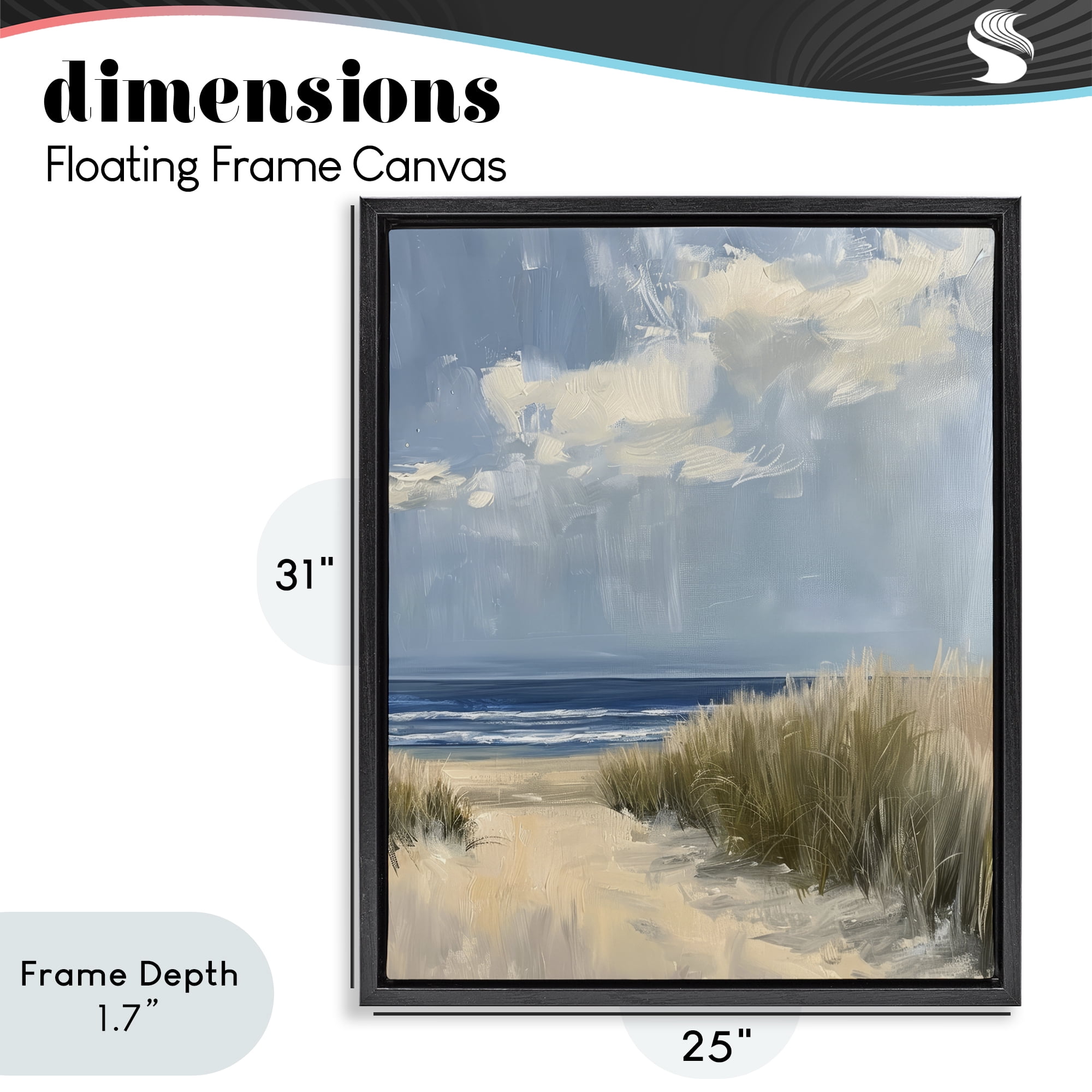 Stupell Industries In The Dunes By The Sea Black Framed Floater Canvas Wall Art, design by Petal Prints Design