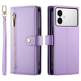 thumbnail image 2 of For Samsung Galaxy S26 Edge 5G 6.7-inch Wallet Case for Women Men Multi-Card Slots Zipper Pocket Lanyard Strap Wristlet Leather Phone Case,Purple,For Galaxy S26 Edge 5G, 2 of 7