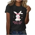 thumbnail image 4 of Camisas de Manga Corta para las Mujeres Moda Casual Impresión Cuello Redondo Suéter Tee Blusas, 4 of 4