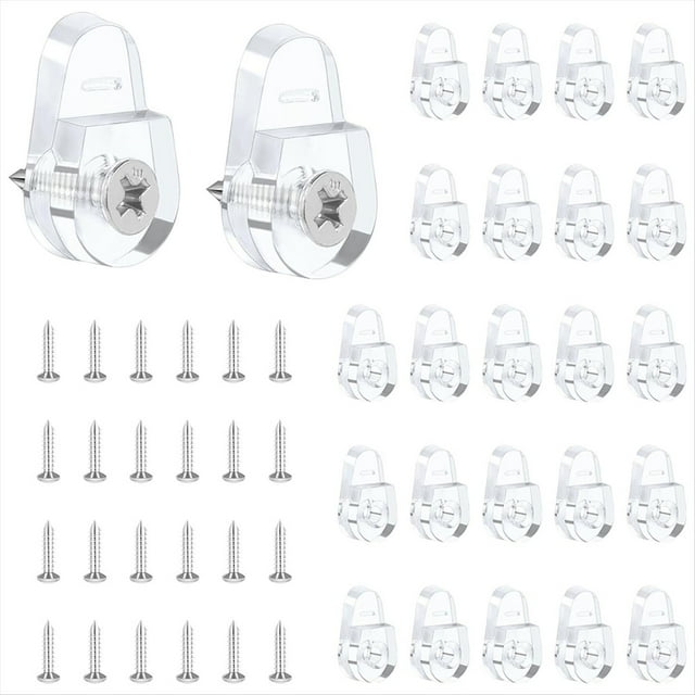 Kit de 25 Clips de Montage pour Miroir, Cintres Ronds pour Miroir Mural, Kit de Clips de Maintien pour Verre, Clips de Montage Transparents pour Miroir, 25 * clip pour Miroir, Transparent