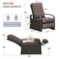 thumbnail image 4 of ATR ART to REAL Outdoor Patio Adjustable Resin Wicker Recliner Chair,Durable Rattan Reclining Lounge Chair with Cushion,Brown, 4 of 11