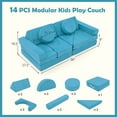 thumbnail image 3 of Costway 14 PCS Modular Kids Play Couch Child Sectional Sofa Toddler Soft Playset Blue, 3 of 11