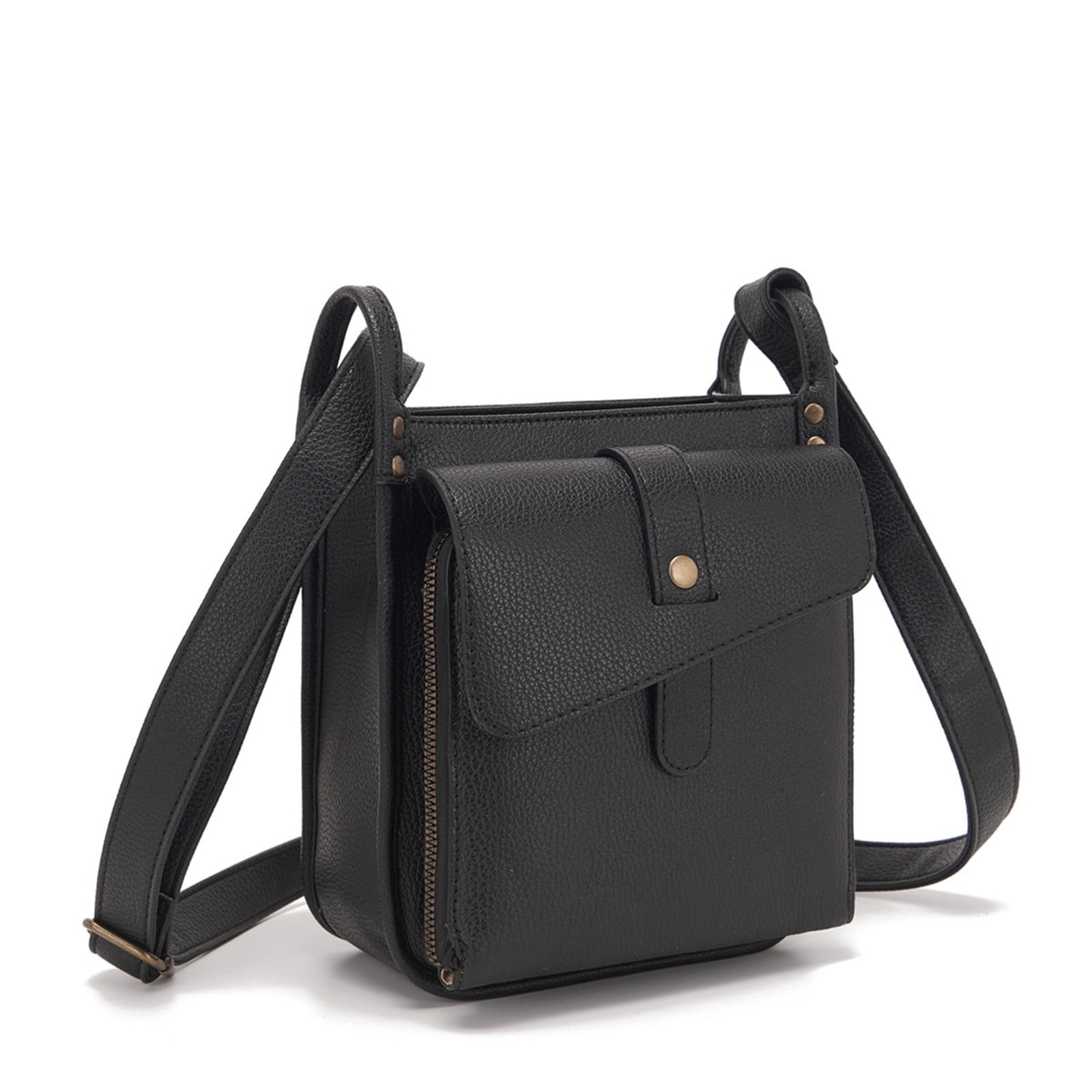 Fnyoxu Women's Full Grain Leather Crossbody Purse with Built-in RFID Wallet - Lightweight Large Capacity Bag with Keychain & Adjustable Strap, 6.3x2.8x8.1in