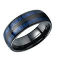 thumbnail image 6 of Wedding Rings For Men & Women. 8mm Black Tungsten Band Dual Blue Wood Inlay, 6 of 7