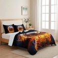 thumbnail image 5 of Twin XL Quilt Set 68''x98'', Baseball Lightweight Summer Bedspread Coverlet Set with 2 Pillow Shams, Sports Theme Gradient Orange Blue Black Breathable All Season Quilt Bedding for Dorm/Guest Room, 5 of 9
