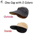 thumbnail image 3 of PULLIMORE Womens Sun Visor Summer Cap Wide Brim UV Protection Ponytail Hat Hollow Top Beach Hats (Gray), 3 of 7