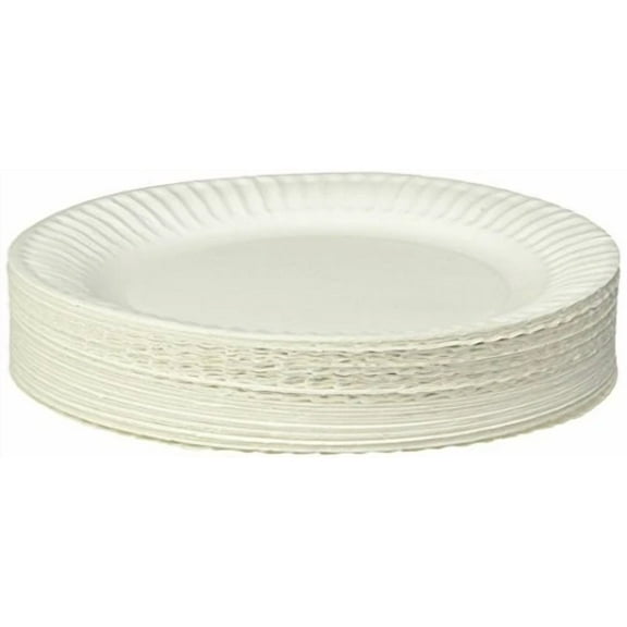 Empress Uncoated Paper Plate, 9 Inches, White, Pack Of 100 - 1004997