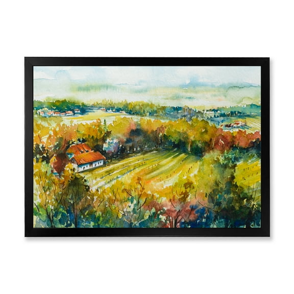 Designart 'Autumn Rural Landscape' Country Framed Art Print