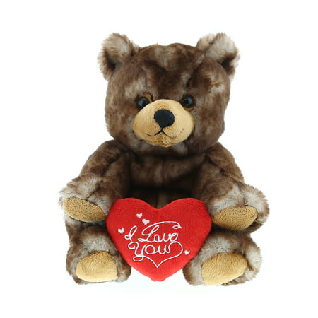Super Soft Plush Dollibu Cute Sitting Grizzly Bear Red I Love You Valentines Plush