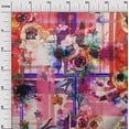 thumbnail image 2 of oneOone Cotton Poplin Orange Fabric Check & Flower Watercolor Quilting Supplies Print Sewing Fabric By The Yard 42 Inch Wide, 2 of 4