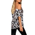 thumbnail image 3 of Uhndy Women'S Plus Size Summer Leopard Print Strapless Strap Polyester Blouse T-Shirt Top White M, 3 of 6