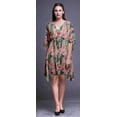 thumbnail image 4 of Bimba Peach Bird Floral & Peacock Beach Kaftan Bikini Cover up Women s Midi Dress Short Caftan-4X-5X, 4 of 5