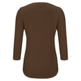 thumbnail image 4 of 3/4 Length Sleeve Womens Tops, Yigetop Women's Fashion Shirt V Neck 3/4 Sleeve Button Top Casual Floral Print Blouse Ladies Tops Brown L, 4 of 5