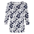 thumbnail image 7 of Purcolt Women's Floral 3/4 Length Sleeve T-Shirts Casual Crew Neck Tunic Tops Summer Beach Vaction Tee Tops, 7 of 7