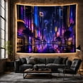 thumbnail image 6 of Neon City Street Between Skyscrapers, Dramatic Digital Art for Cityscape Lovers, Urban Wall Art, Housewarming Gift, Tapestry Wall Hanging for Bedroom, Gaming Room and Dorm, 6 of 7