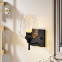 Uforic Modern Flush Mounted Sconce Lighting with Clear Glass Lampshade for Dining Room Bedroom, Black