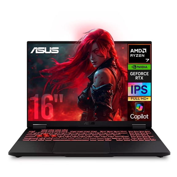 Laptop IA Gamer ASUS TUF Gaming A16 Nvidia GeForce RTX 5060 8GB DLSS Ryzen 7 260 NPU 32GB 1TB 16" IPS FHD+ 165Hz Teclado Ingles