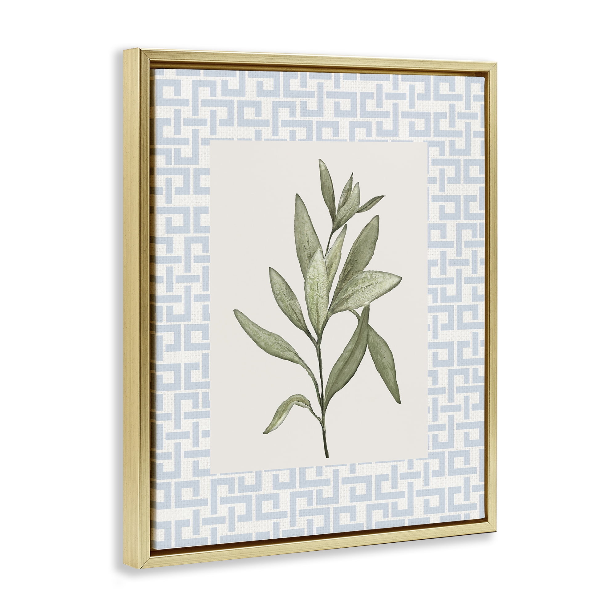 Stupell Industries Leafy Fresh Herb Gold Framed Floater Canvas Wall Art, design by Diannart