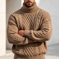 thumbnail image 6 of Fanshiluo Men's Turtleneck Cable Knit Sweater, Long Sleeve Pullover Knit Top,Size L,Big and Tall Men, 6 of 9