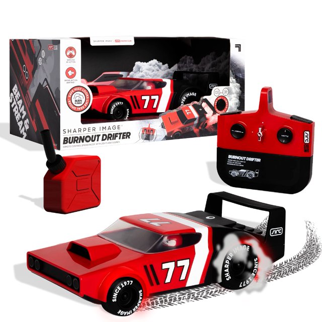 Sharper Image Auto de Carreras a la Deriva con Control Remoto Inalámbrico Burnout Drifter con Luces LED y Neumáticos para Fumar