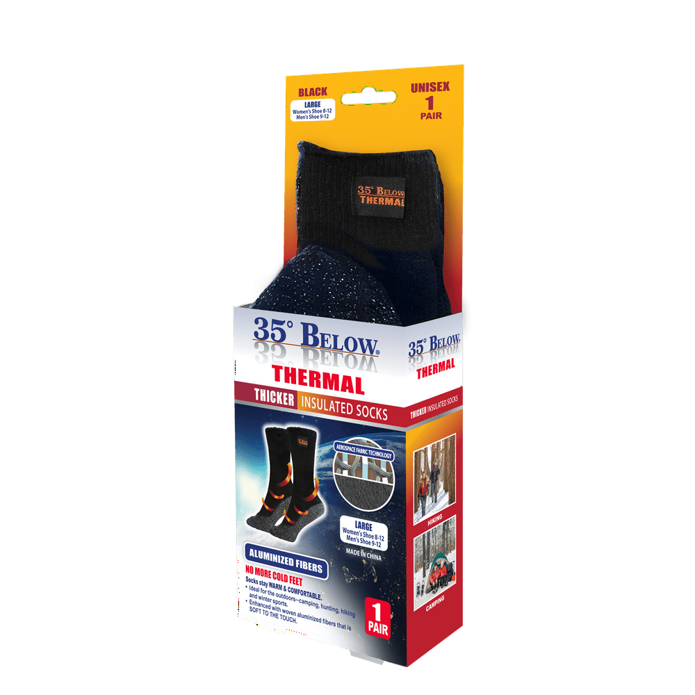 35 Below 35 Below Thermal Thicker Insulated Socks, Large, As Seen on