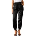 thumbnail image 1 of Pantalones deportivos casuales de cintura elástica para mujer Inspire Chic, longitud hasta el tobillo, 2XL, negros, 1 of 8