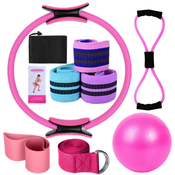 Fiudx Set de Yoga, Paquete Completo de Pilates con Aro Mágico, Bandas para Glúteos y Pelota de Yoga de 25 Cm para Estiramientos. Solución de Fitness para El Hogar, Ideal para Todos Los Niveles.