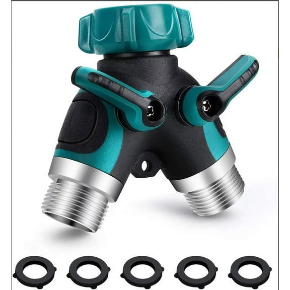 VONTER VONTER 2 Way Garden Hose Splitter Heavy Duty Water Hose Adapter, Outdoor Y Hose Connector with Rubber Washers Rubberized Grip for Faucet, Sprinkler, Drip Irrigation Systems, Lawns