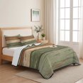 thumbnail image 5 of King Quilt Set 96''x106'', Farmhouse Sage Green Brown Lightweight Summer Bedspread Coverlet Set with 2 Pillow Shams, Vintage Wooden Striped Breathable All Season Quilt Bedding for Bedroom/Guest Room, 5 of 9