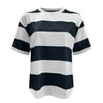 thumbnail image 5 of Yuanlong Womens T-Shirts Short Sleeve Block Color Striped Print Round Neck Tee Shirts Summer Streetwear Casual Tshirts, 5 of 6