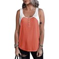 thumbnail image 1 of Camisetas sin mangas de Color sólido para mujer, Tops informales sin mangas con botón y cuello en U, ropa de calle que combina con todo, camiseta suave, 2022, 1 of 5