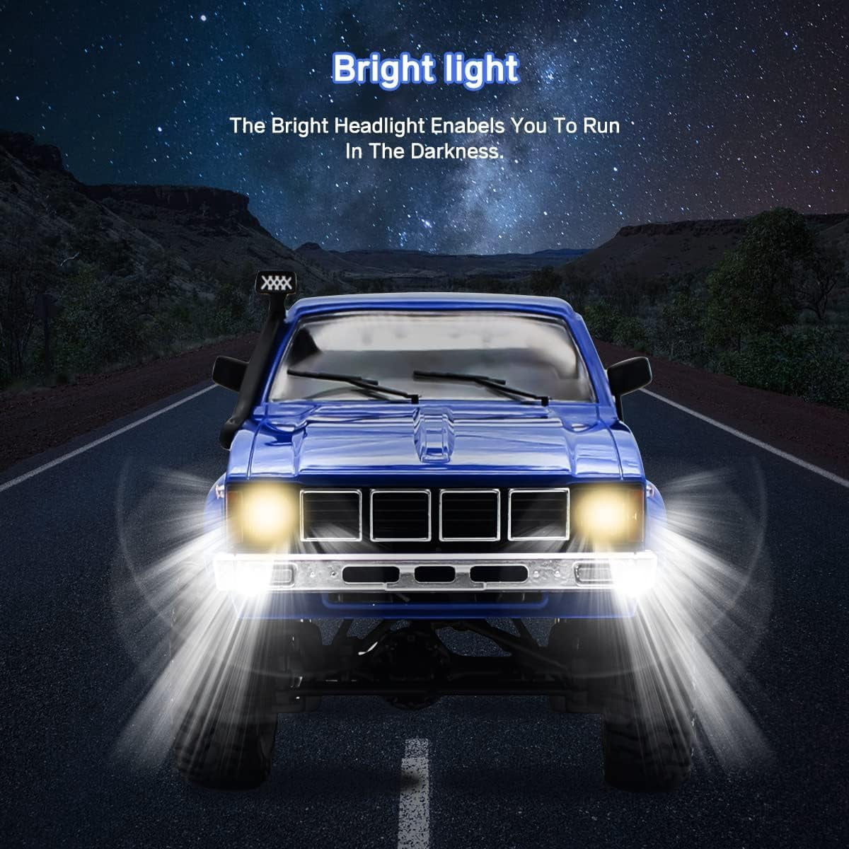 RC Crawler Truck, Remote Control Pickup Truck with LED Light, Off-Road RC Rock Car with Throttle & Steering Control for Kids and Adults