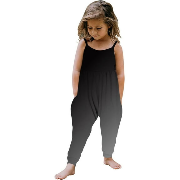 Odeerbi 1-6 Years Toddler Girls Summer Jumpsuit Gradient Camisole Romper Casual Breathable Comfortable Overalls Strap Bib Overall Pants Playsuit