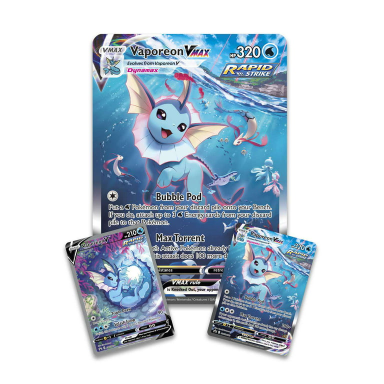 Pokemon Eevee Evolutions Vaporeon VMAX Premium Collection (6 Booster Packs,  Promo Card, Oversized Card, Coin, Pin & More) 
