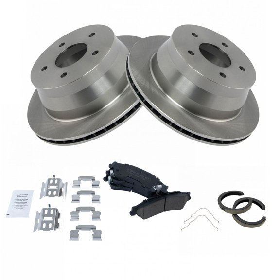 TRQ Rear Ceramic Brake Pad & Rotors with Parking Shoes for Blazer Jimmy Bravada BKA14101