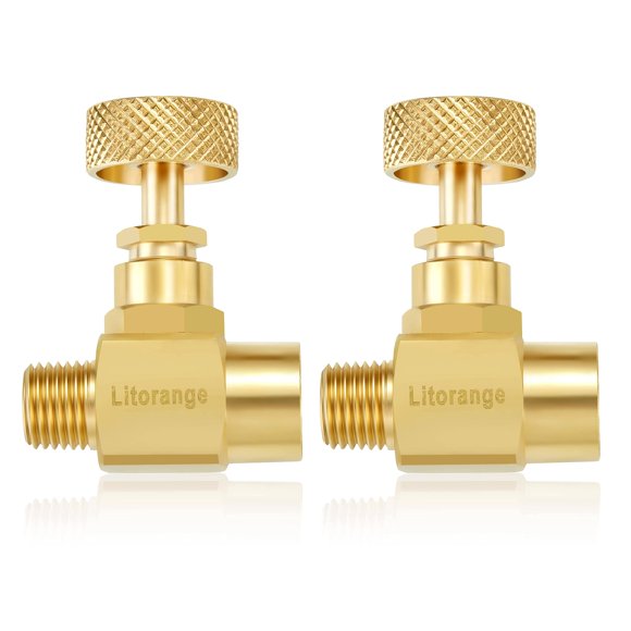 Litorange 2 Pack Heavy Duty Brass Replacement Control Needle Valve 1/4" Male NPT X 1/4" Female NPT Connection