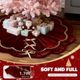 thumbnail image 5 of Inadays Christmas Tree Skirt Luxury Velvet Plush Rustic Xmas Indoor Holiday Decorations Home Fur Scallop Tree Skirt Sparking Gold Lace Trim 36'' Red, 5 of 9