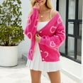 thumbnail image 6 of NAYTOAO Women Heart Print Cropped Cardigan Fall Long Sleeve V-Neck Open Front Knit Sweaters Casual Outerwear, 6 of 8