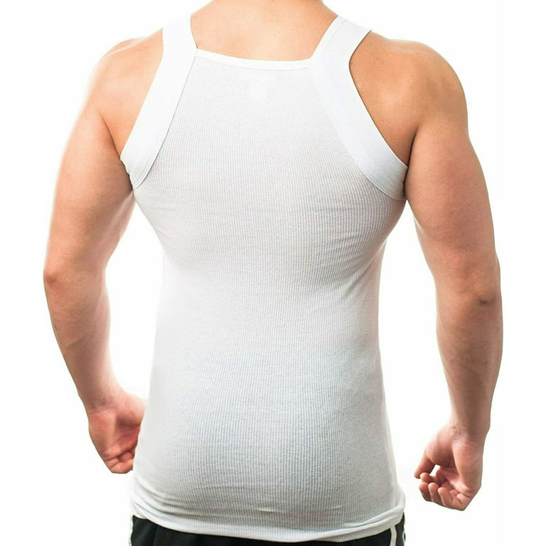 3-Pack Men's A-Shirt Tank Top (Small, Black, Grey, White) 