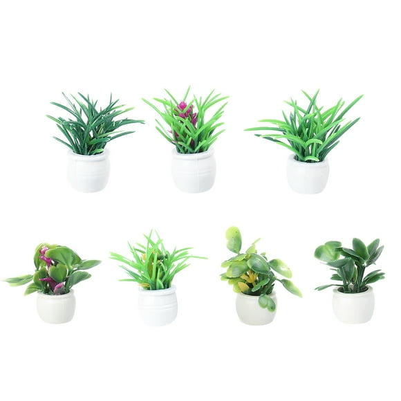 KAKOWELY Miniature Potted Plants 7pcs Miniature Flower Pots Models Mini Flower Pots Mini House Flower Pot Decor1.57"X1.18"X1.18"