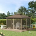 thumbnail image 2 of Outsunny 12' x 10' Terrasse Gazebo Auvent Extérieur avec Toit à 2 Niveaux, Filets, 2 of 10