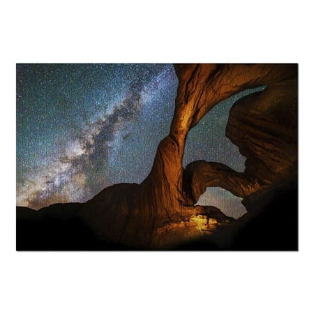 Milky Way & Double Arch, Arches National Park Nightscape, Utah 9005659 (20x30 Premium 1000 Piece Jigsaw Puzzle, Made in (Best Way To Double 1000)