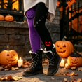 thumbnail image 5 of Halloween Leggings for Women Fall Spooky Pumpkin Printed Tights High Waisted Tummy Control Soft Stretchy Yoga Pants Red,S, 5 of 6
