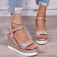 thumbnail image 2 of Stylish Women's Plus Size Rhinestone Fish Mouth Sandals with Roman Round Toe, 2 of 3