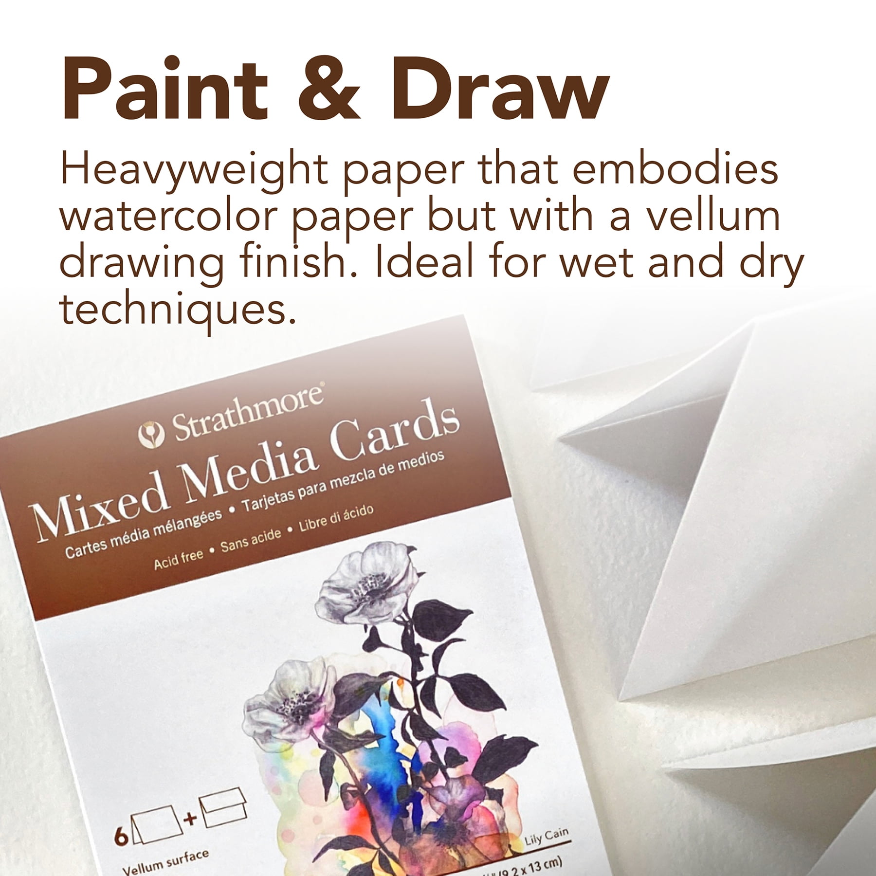 Strathmore 400 Series Mixed Media Cards & Envelopes, Full Size, 5x6.875 inch, 6 Per Pack, 3 Packs
