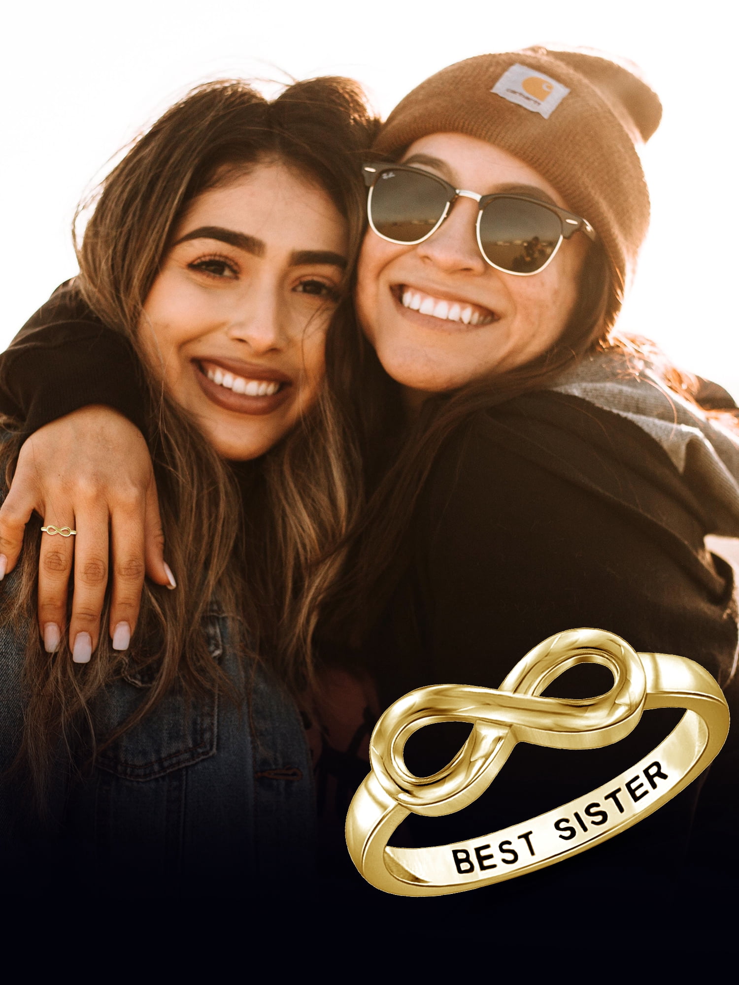 JewelersClub 0.925 Sterling Silver Infinity Friendship Ring for Women | Personalized Best Sister Eternity Knot Symbol Band