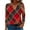 Red#01, variant on JTZGDY Ethnic Style Shirts for Women Vintage Striped/Color Block/Floral/Plaid Print 3/4 Sleeve V Neck Graphic T-Shirts Trendy Oversized Western Tunic Blouse Brown#02 L