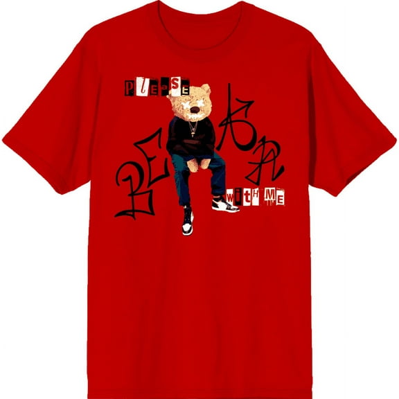 Please Bear With Me Adult Red Crew Neck Short Sleee Tee-Small